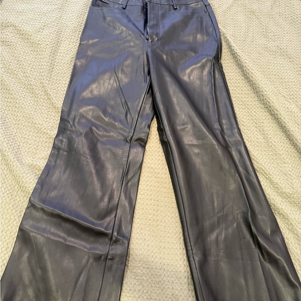 Tiger mist Black Faux Leather Wide-Leg Pants